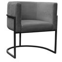 Ver imagem 3 de Kit 2 Poltronas Reforçadas Decorativa Sala Carla Base Ferro Preta Suede Cinza