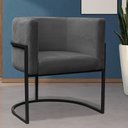 Ver imagem 2 de Kit 2 Poltronas Reforçadas Decorativa Sala Carla Base Ferro Preta Suede Cinza