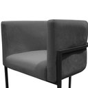 Ver imagem 4 de Kit 2 Poltronas Reforçadas Decorativa Sala Carla Base Ferro Preta Suede Cinza