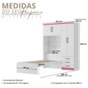 Ver imagem 2 de Roupeiro com Cama Lisboa 4 Portas - Branco/pink