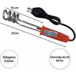 Aquecedor Elétrico de Água Mergulhão Ebulidor Fervedor de Água Rabo Quente Alumínio Instantâneo 127v - 3 Aquecedor Elétrico de Água Mergulhão Ebulidor Fervedor de Água Rabo Quente Alumínio Instantâneo 127v - 3