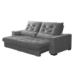 Sofá Retrátil e Reclinável 2,10 Suede Pillow Top Cinza Juliette Sofá Casa - 1