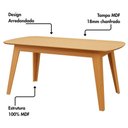 Ver imagem 4 de Mesa Jantar 180cm Cantos Arredondados 100% MDF Dalla Costa Cor:Carvalho Rosé