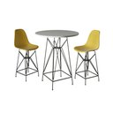 Ver imagem 1 de Jogo Mesa Bistrô Eames Branca 60Cm 2 Banquetas Amarela Base Ferro Preto - Cor: Branco