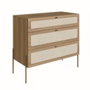 Ver imagem 3 de Cômoda 3 Gavetas Palhinha Pés Metálicos 28934 Oslo Artesano - Nero/dourado