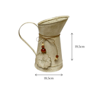 Ver imagem 4 de Vaso Jarro Decor de Metal Rústico Bege Plaquinha Fe 19,5 Cm