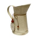 Ver imagem 3 de Vaso Jarro Decor de Metal Rústico Bege Plaquinha Fe 19,5 Cm