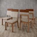 Ver imagem 4 de Kit 4 Cadeiras Estofadas para Mesa de Jantar Milla Plus S38 Nature Corano Caramelo Creme - Henn