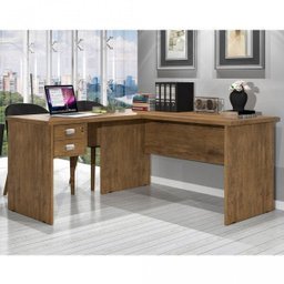 Escrivaninha em L 2 Gavetas 150x120cm Thor Espresso Móveis - 1