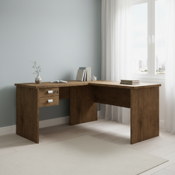 Escrivaninha Mesa Escritório em L 2 Gavetas 150x120cm Thor Espresso Móveis - 1 Escrivaninha Mesa Escritório em L 2 Gavetas 150x120cm Thor Espresso Móveis - 1