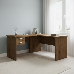 Escrivaninha Mesa Escritório em L 2 Gavetas 150x120cm Thor Espresso Móveis