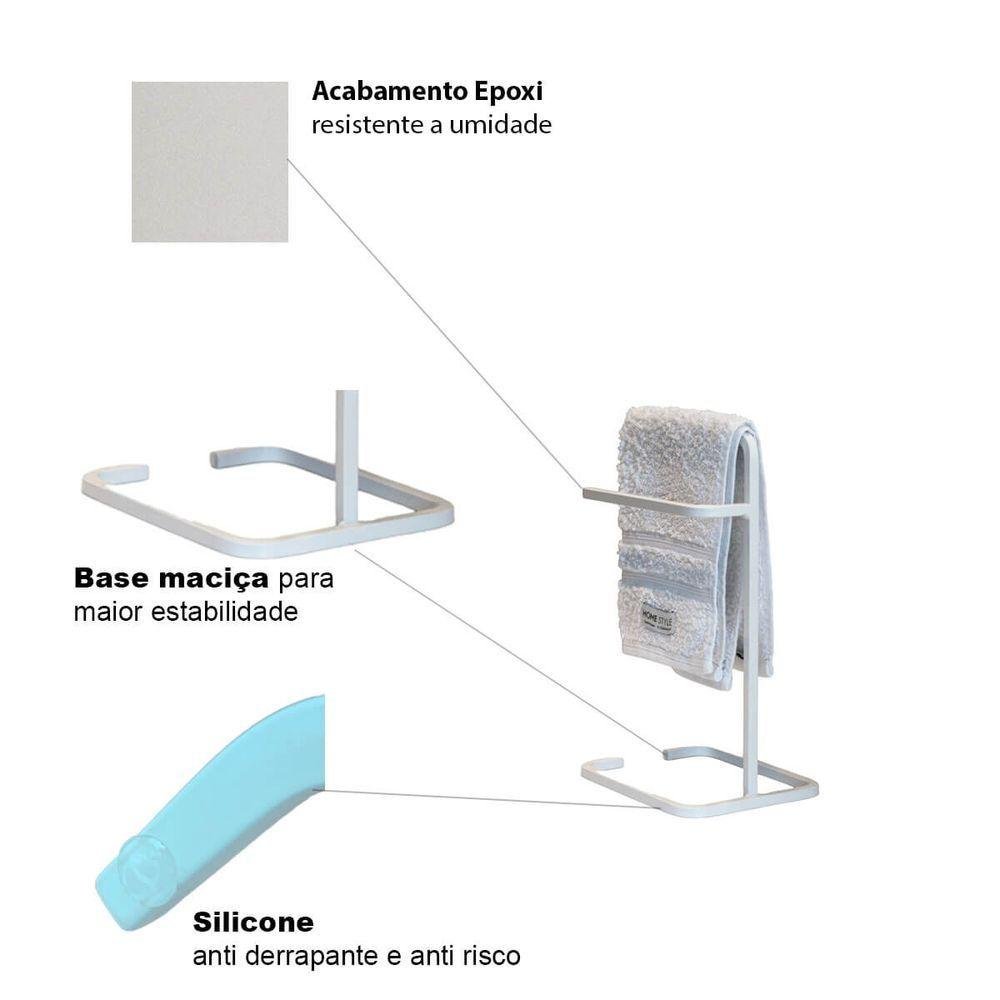 Suporte Porta Toalha Branco de Rosto Duplo para Bancada de Banheiro Lavabo - 5