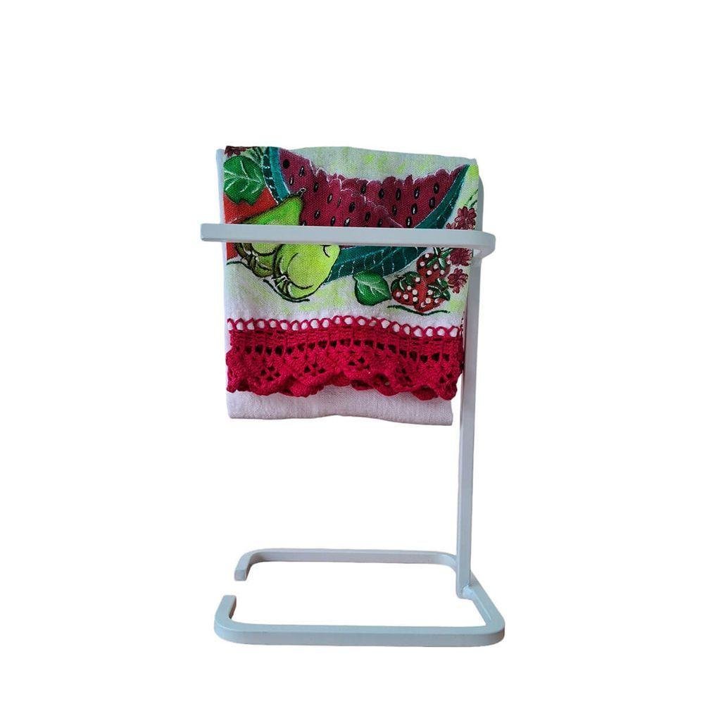 Suporte Porta Toalha Branco de Rosto Duplo para Bancada de Banheiro Lavabo - 2