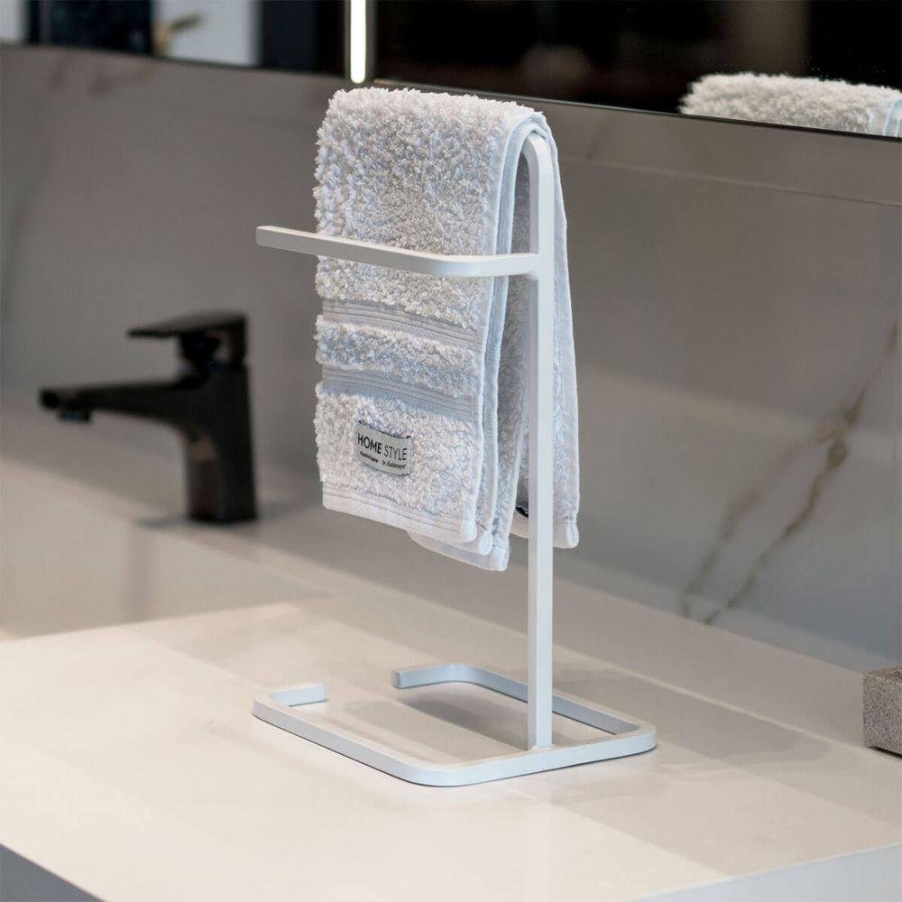 Suporte Porta Toalha Branco de Rosto Duplo para Bancada de Banheiro Lavabo - 6