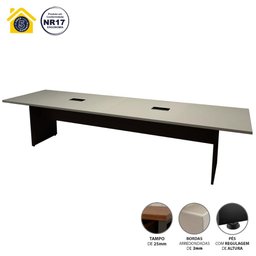 Mesa de Reunião Cs Pre 3,20m X 1,10m 2 Caixas de Tomadas F5  - 3