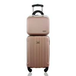 Kit Mala de Bordo Mais Frasqueira Rígida - Gladiador A1 Cor:rose Gold - 1