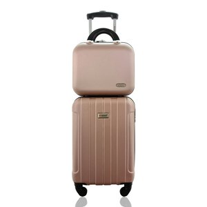 Kit Mala de Bordo Mais Frasqueira Rígida - Gladiador A1 Cor:rose Gold