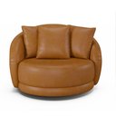 Ver imagem 3 de Kit 2 Poltronas Decorativa Giratória para Sala Kaly M22 Sintético Caramelo - Mpozenato