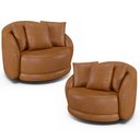 Ver imagem 1 de Kit 2 Poltronas Decorativa Giratória para Sala Kaly M22 Sintético Caramelo - Mpozenato