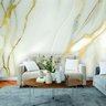 Papel de Parede Painel 3D Mármore Branco Dourado Revestimento Auto Colante Brilho Marmorizado laváve - 1
