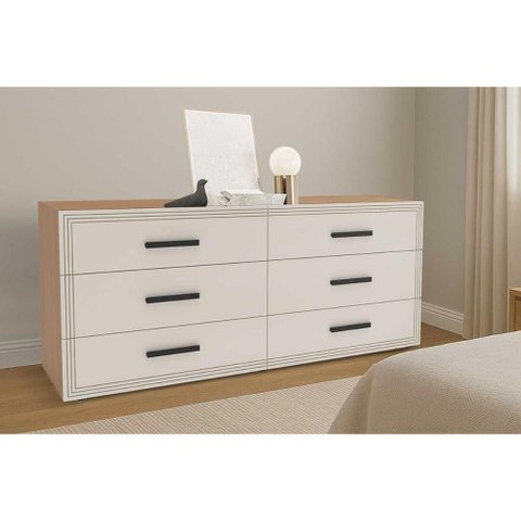 Cômoda de Quarto Valência C/ 6 Gavetas Freijo/creme - Politorno