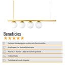 Ver imagem 4 de Lustre Pendente Figo Ouro - 6 Globos Esfera de Vidro Branco