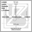 Ver imagem 6 de Lustre Pendente Figo Ouro - 6 Globos Esfera de Vidro Branco