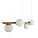 Ver imagem 2 de Lustre Pendente Figo Ouro - 6 Globos Esfera de Vidro Branco