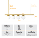 Ver imagem 3 de Lustre Pendente Figo Ouro - 6 Globos Esfera de Vidro Branco