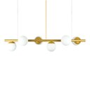 Ver imagem 1 de Lustre Pendente Figo Ouro - 6 Globos Esfera de Vidro Branco
