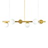 Lustre Pendente Figo Ouro - 6 Globos Esfera de Vidro Branco - 1