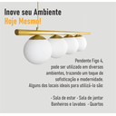 Ver imagem 5 de Lustre Pendente Figo Ouro - 6 Globos Esfera de Vidro Branco