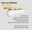 Ver imagem 5 de Lustre Pendente Figo Ouro - 6 Globos Esfera de Vidro Branco