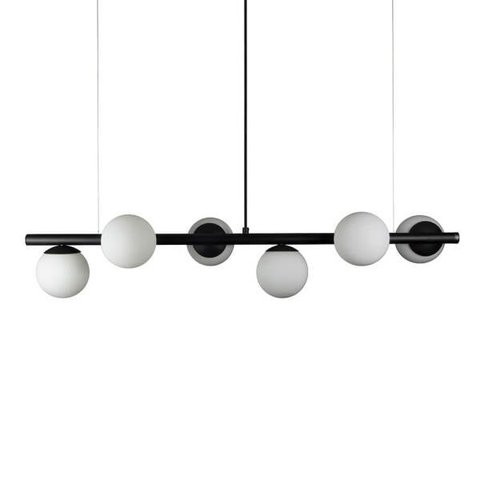 Lustre Pendente Figo com 6 Globos Esfera de Vidro - Preto/Cobre - 6-2620-3-10