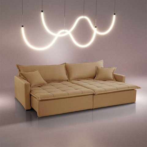 Sofá Cama Flora 02 Módulos de 90cm Br 15cm Meu Sofá Online P321 Linho Dourado