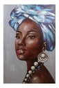 Ver imagem 1 de Quadro Decorativo Tela Africana À Óleo 120 X 80:Tela/Azul