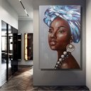 Ver imagem 2 de Quadro Decorativo Tela Africana À Óleo 120 X 80:Tela/Azul
