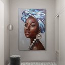 Ver imagem 3 de Quadro Decorativo Tela Africana À Óleo 120 X 80:Tela/Azul