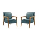 Ver imagem 1 de Kit 2 Poltronas Decorativa Sala Estar Linho Azul Lia