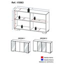 Ver imagem 5 de Aparador Buffet 4 Portas Com Espelho E Pés Quadrados Multimóveis V3563 Branco/preto Branco/preto