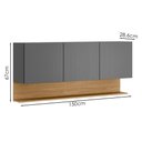 Ver imagem 3 de Armario Aereo 3 Portas 150 Cm Line Gris Cp Freijo Ktp