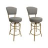 Banqueta Bar Altura 65cm Giratória com Encosto cor Dourado fosco Assento cor linho Cinza grosso Kit  - 1