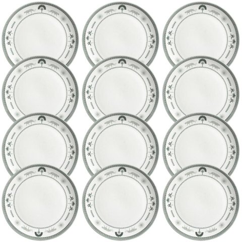 Conjunto 12 Pratos Rasos 26,5cm Cerâmica Exótica Porto Brasi