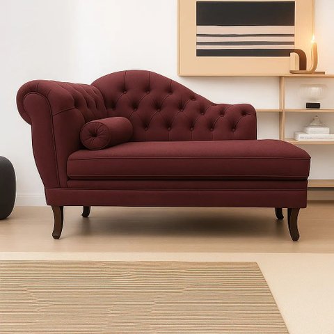 Recamier Divã Sofá 120cm Recepção Sala Larissa Suede:bordô/liso