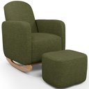 Ver imagem 1 de Poltrona de Amamentação com Balanço e Puff Orgânico Saori W01 Linho Verde - Lyam Decor