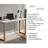Mesa de Estudo 76 Cm Escrivaninha Tampo Mdf Pés Madeira Quarto e Sala Trabalho Notebook Cor Branco - 2