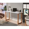 Mesa de Estudo 76 Cm Escrivaninha Tampo Mdf Pés Madeira Quarto e Sala Trabalho Notebook Cor Branco - 1