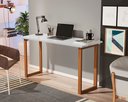Ver imagem 1 de Mesa de Estudo 76 Cm Escrivaninha Tampo Mdf Pés Madeira Quarto e Sala Trabalho Notebook Cor Branco