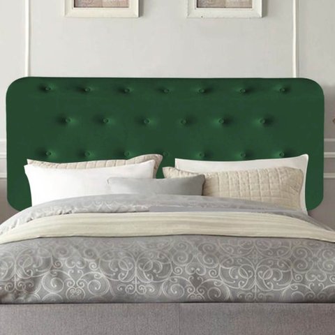 Painel Estofado Luxo Capitonê Brenda 90cm Solteiro para Cama Box Suede Verde Musgo - Gat Magazine