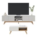 Ver imagem 1 de Kit Sala de Estar com Rack Tv Ripado com Mesa de Centro Off White Freijó Colibri